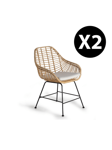 Giner y Colomer 2-er Set:  Stühle Stühlen aus Rattan in Beige