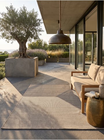 KADIMA DESIGN Outdoor-Teppich VIGOLENO Uni Flachgewebe Wohnzimmer Balkon in Sand