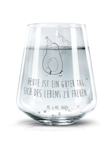 Mr. & Mrs. Panda Tumbler Glas Avocado Party mit Spruch in Transparent