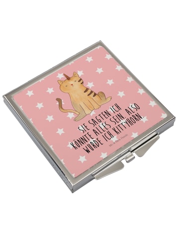 Mr. & Mrs. Panda Kosmetikspiegel Einhorn Katze mit Spruch in Rot Pastell