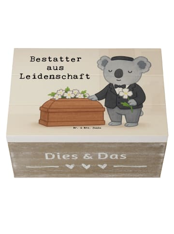 Mr. & Mrs. Panda Holzkiste Bestatter Leidenschaft Design mit Spruch in Weiß