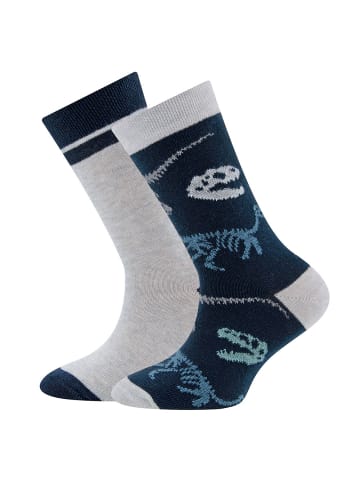 ewers 2er-Set Socken 2er Pack Dinos in navy-hellsilber mel.