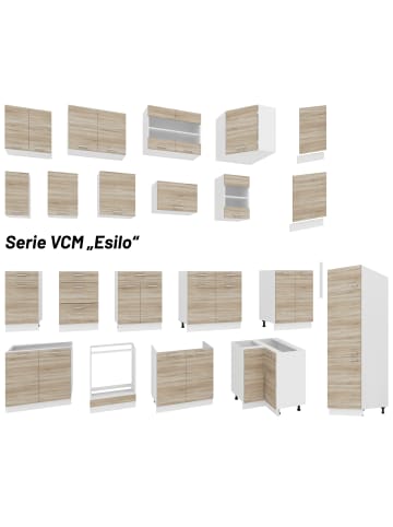 VCM  Küchenschrank B. 60 cm Hängeschrank Küche Esilo in Weiß / Sonoma-Eiche