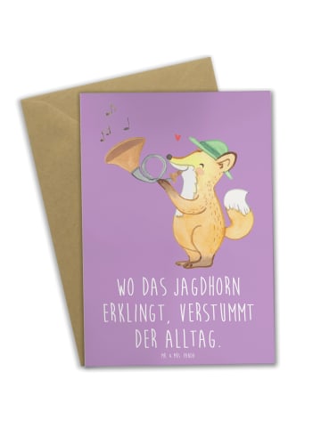 Mr. & Mrs. Panda Klappkarte Jagdhorn Melodie mit Spruch in Lavendeltraum