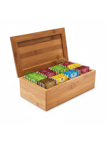 relaxdays Teebox in Natur - (B)28,5 x (H)9 x (T)16 cm