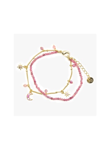 Luxenter Armband mit rosa Kristall, 18 Karat vergoldet – Ethal