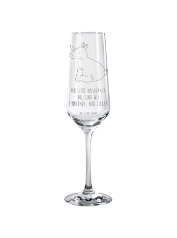 Mr. & Mrs. Panda Sektkelch Einhorn Nashorn mit Spruch in Transparent