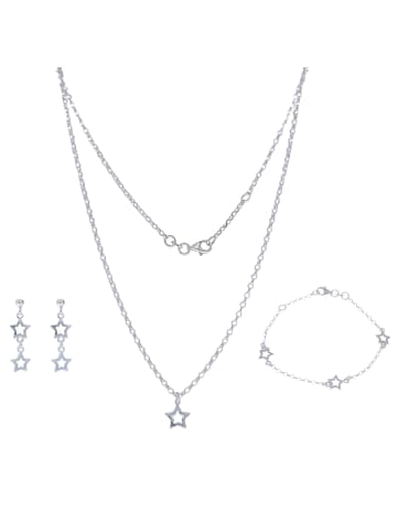 Luxxos Set "Stern mit Kette, Armband und Ohrhänger" in Silber