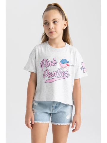 DeFacto T-Shirt CROPPED FIT Pink Panther in Grau Melange