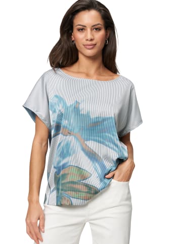 Zero  Shirt gestreift mit Blätterdruck in Patch CreamBlue