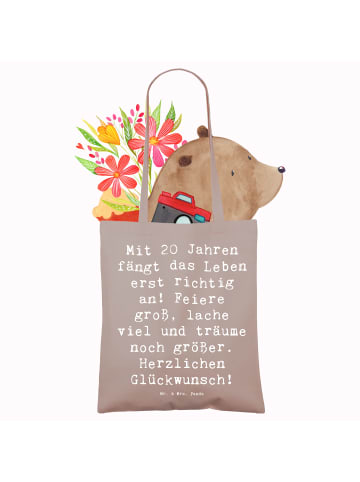 Mr. & Mrs. Panda Laptoptasche Spruch 20. Geburtstag mit Spruch in Braun Pastell