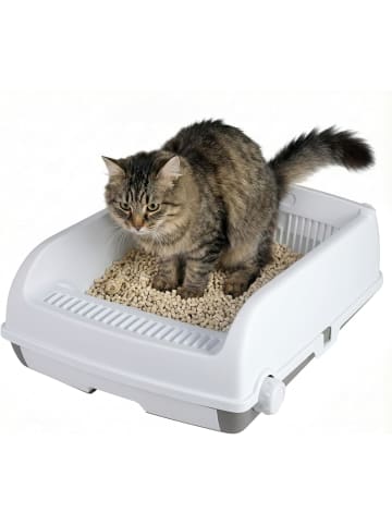 COSTWAY Katzenklo offen Katzentoilette in Weiß