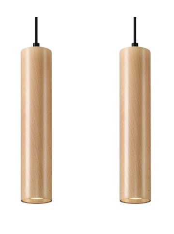 Nice Lamps Hängeleuchte BAKARI 2 Natural Holz (H)90cm (L)30cm (B)6cm