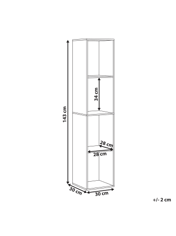 Beliani Bücherregal WINNIPEG in Weiß - (W) 30 x (H) 143 x (L) 30 cm