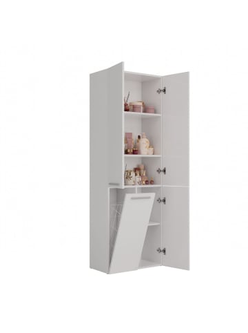 kommodly Bad Hochschrank Benni in Weiß Matt - (B)60cm x (T)30cm x (H)174cm
