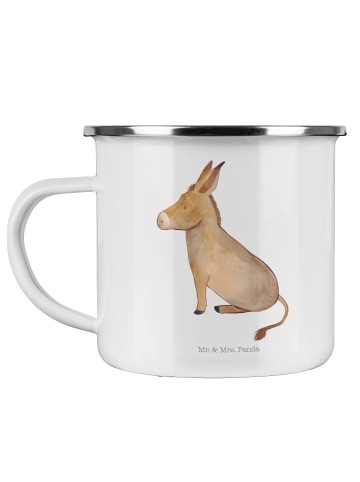Mr. & Mrs. Panda Emaille Tasse Esel ohne Spruch in Weiß
