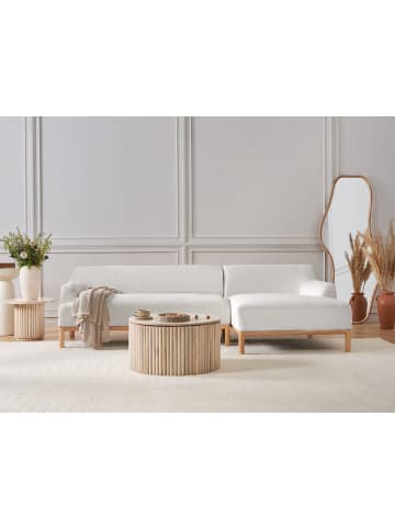 Beliani Ecksofa SOSJO in Weiß/Braun - (W) 251 x (H) 74 x (L) 132 cm