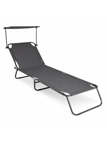 VCM Sonnenliege Liegestuhl Gartenliege Dach Liegestuhl in Grau