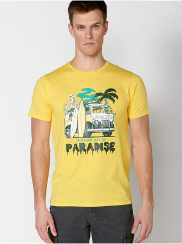 KOROSHI Kurzarm T-Shirt in gelb