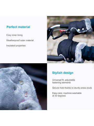 Intirilife Handwärmer Handschuhe Universal Fleece für Buggy Kinderwagen in Schwarz