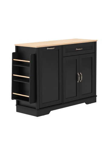 ABRIHOME Sideboard in Schwarz mit 3 Türen und 1 Schublade ausziehbaren Regalen