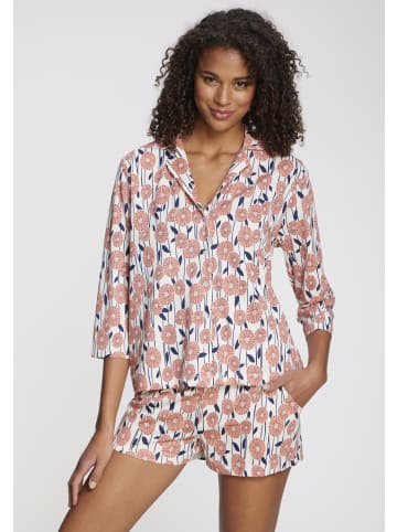 VIVANCE DREAMS Pyjamaoberteil in orange-weiß-gemustert
