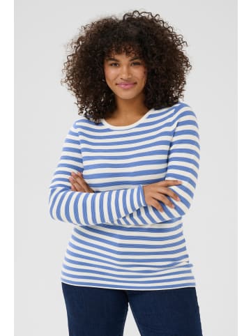 KAFFE curve Strickpullover KCninka in Blue/Chalk Stripe
