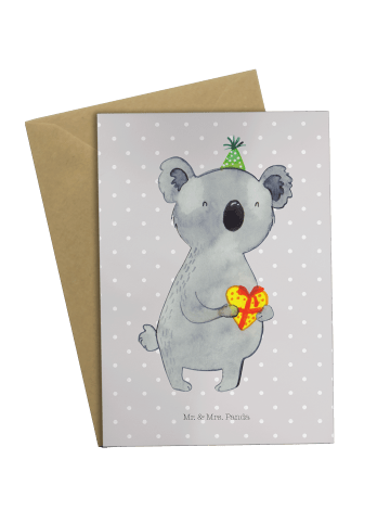 Mr. & Mrs. Panda Klappkarte Koala Geschenk ohne Spruch in Grau Pastell