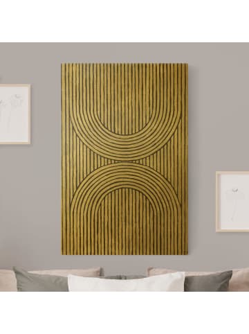 WALLART Leinwandbild Gold - Zederrillen Grau I in Grau