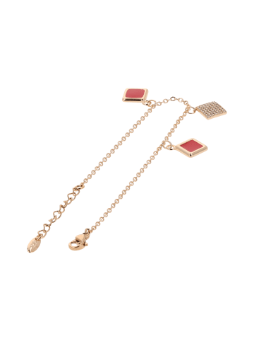 faina Women Chain Link Bracelet With Charms in Rose Gold Red