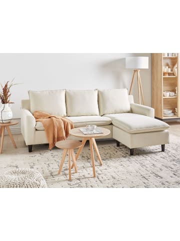 Beliani Ecksofa ELVENES in Beige/Schwarz - (W) 206 x (H) 69 x (L) 140 cm linksseitig