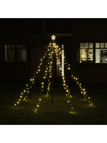 MARELIDA LED Lichterbaummit Sternspitzer 8 Stränge für Außen H: 1,5m in schwarz