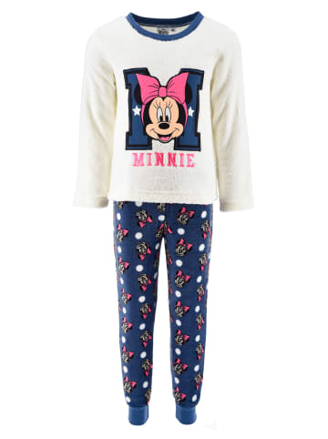 Disney Minnie Mouse 2tlg. Outfit: Schlafanzug Langarmshirt und Hose in Weiß