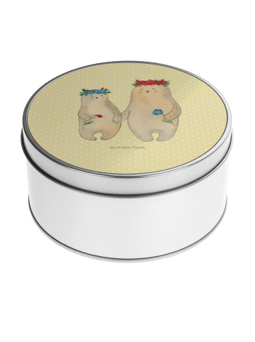 Mr. & Mrs. Panda Blechdose rund Bären mit Blumenkranz ohne Spruch in Gelb Pastell