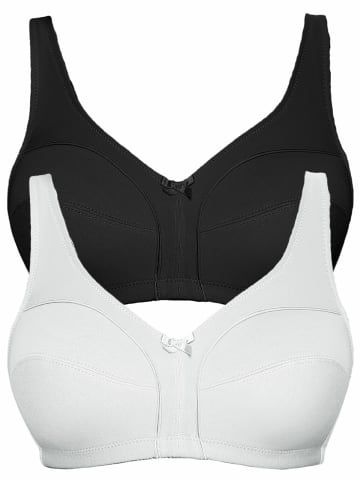 Viania 2er Pack Baumwoll Soft BH Basic in schwarz weiss