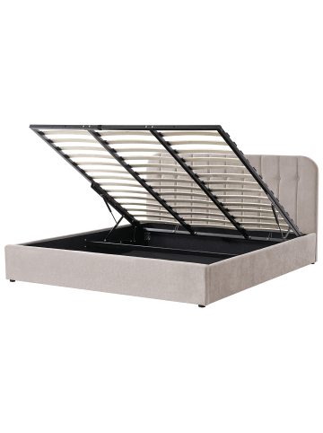 Beliani Doppelbett CHALLANS in Beige/Schwarz - (W) 188 x (H) 101 x (L) 215 cm