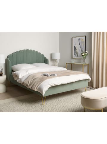 Beliani Doppelbett AMBILLOU in Grün/Gold - (W) 157 x (H) 126 x (L) 214 cm