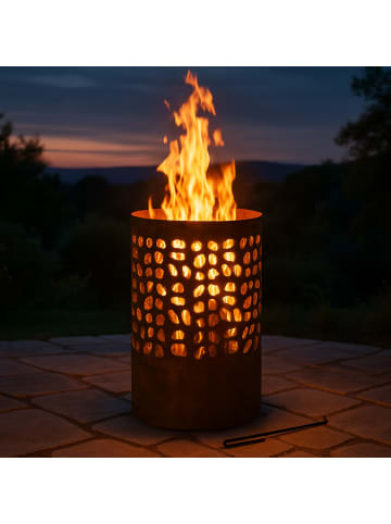relaxdays Feuertonne in Braun - (H)60 x Ø 37 cm