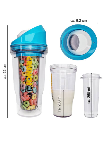 Stoneline Original CrunchCup Tragbarer Müslibecher To Go 260 + 250 ml | Blau in Blau