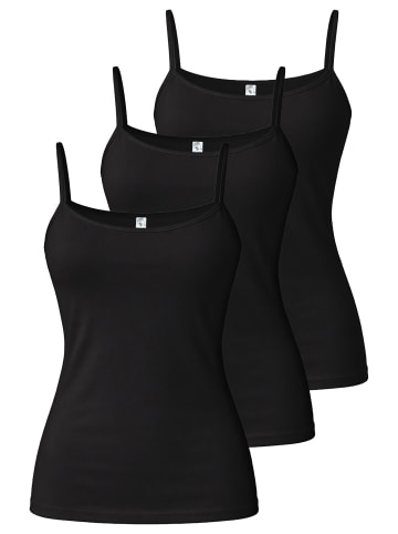 Haasis Bodywear 3er-Set: Spaghettitop in schwarz