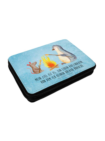 Mr. & Mrs. Panda Bleistiftetui Pinguin Lagerfeuer mit Spruch in Eisblau