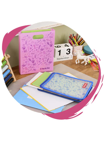 Step by Step Faltbare Heftbox, DIN-A4-Format in Blau / Transparent