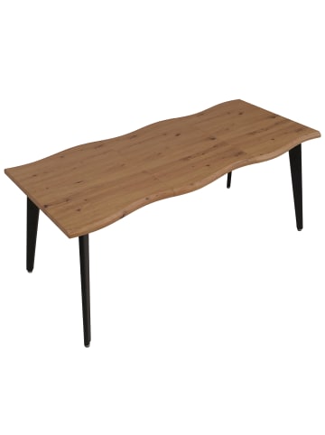 MCW Esszimmertisch O60 ausziehbar 120-180cm, Walnuss-Optik