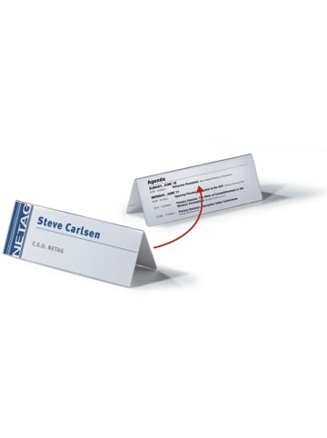 Durable Tischnamensschild 61/122x210mm transparent Packung mit 10 Stück
