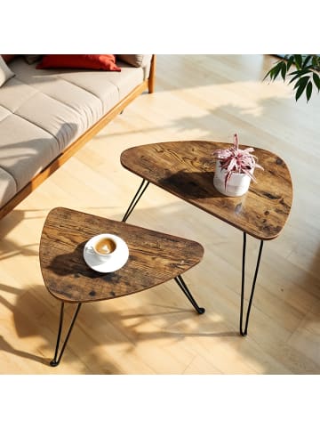 VASAGLE 2er-Set: Beistelltisch in Vintagebraun-Schwarz - (B)38 x (H)47.5 x (T)60 cm