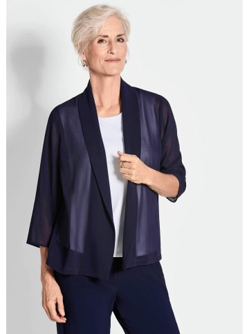 GOLDNER Chiffonjäckchen Blaue leichte Jacke mit Schalkragen, Halbarm in marine