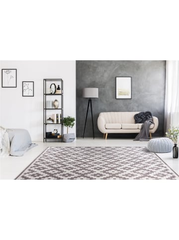 Kayoom Kurzflor Teppich Sally 225 in taupe - rechteckig