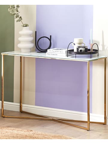 Beliani Konsolentisch ROYSE in Weiß/Gold - (W) 120 x (H) 76 x (L) 35 cm