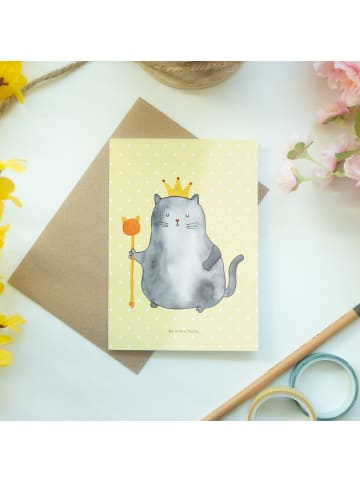 Mr. & Mrs. Panda Klappkarte Katze König ohne Spruch in Gelb Pastell
