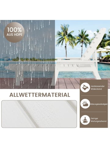 COSTWAY Sonnenliege wetterfest Kunststoff in Weiß
